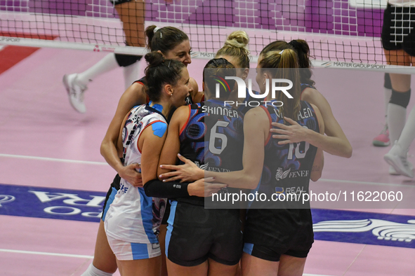 Reale Mutua Fenera Chieri '76 celebrates a point during the team's International Trophy ''Una squadra per un sorriso,'' Final 1st-2nd place...