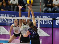 Lucille Giquel of Chieri '76 is in action during the International Trophy ''Una squadra per un sorriso,'' Final 1st-2nd place match between...