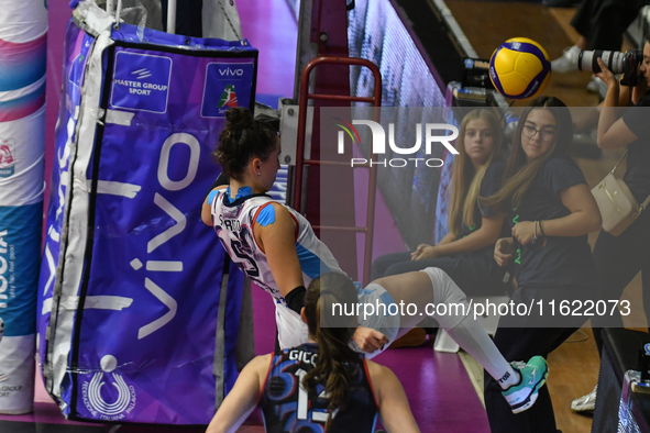 Ilaria Spirito of Chieri '76 saves the ball with her feet during the International Trophy ''Una squadra per un sorriso,'' Final 1st-2nd plac...