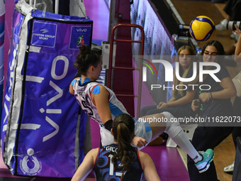 Ilaria Spirito of Chieri '76 saves the ball with her feet during the International Trophy ''Una squadra per un sorriso,'' Final 1st-2nd plac...