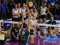 Kiera Van Ryk of VakifBank Spor Kulubu is in action during the International Trophy ''Una squadra per un sorriso,'' Final 1st-2nd place matc...