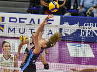 Sarah Van Aalen of Chieri '76 is in action during the International Trophy ''Una squadra per un sorriso,'' Final 1st-2nd place match between...