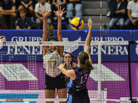 Lucille Giquel of Chieri '76 is in action during the International Trophy ''Una squadra per un sorriso,'' Final 1st-2nd place match between...