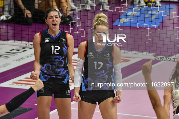 Reale Mutua Fenera Chieri '76 celebrates a point during the team's International Trophy ''Una squadra per un sorriso,'' Final 1st-2nd place...