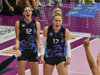 Reale Mutua Fenera Chieri '76 celebrates a point during the team's International Trophy ''Una squadra per un sorriso,'' Final 1st-2nd place...