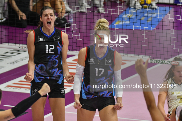 Reale Mutua Fenera Chieri '76 celebrates a point during the team's International Trophy ''Una squadra per un sorriso,'' Final 1st-2nd place...