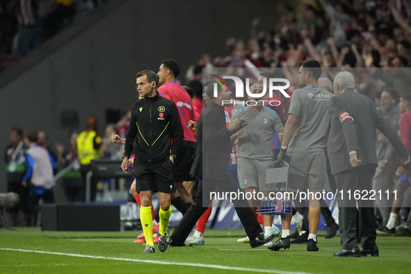 Diego Pablo Cholo Simeone head coach of Atletico de Madrid celebrates his team's goal during the LaLiga match between Atletico de Madrid and...