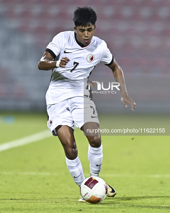 Anthony Francis Pinto of Hong Kong, China, is in action during the 2025 AFC U20 Asian Cup Qualifiers Group J match between Singapore and Hon...