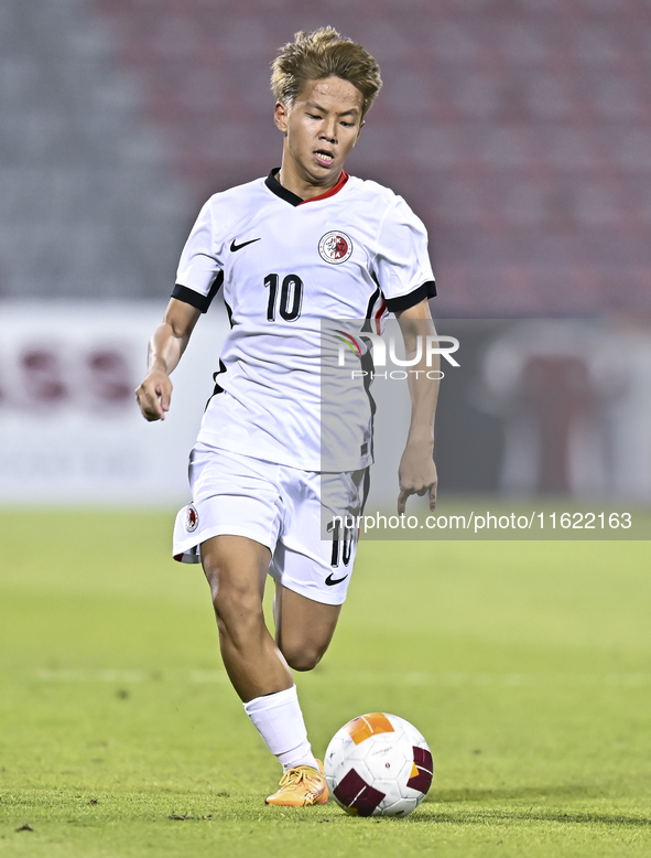 Chiu Ching Yu Sergio of Hong Kong, China, is in action during the 2025 AFC U20 Asian Cup Qualifiers Group J match between Singapore and Hong...