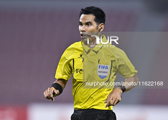 Referee Wiwat Jumpaoon of Thailand gestures during the 2025 AFC U20 Asian Cup Qualifiers Group J match between Singapore and Hong Kong, Chin...