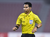 Referee Wiwat Jumpaoon of Thailand gestures during the 2025 AFC U20 Asian Cup Qualifiers Group J match between Singapore and Hong Kong, Chin...