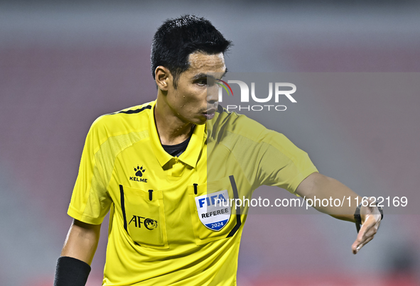 Referee Wiwat Jumpaoon of Thailand gestures during the 2025 AFC U20 Asian Cup Qualifiers Group J match between Singapore and Hong Kong, Chin...