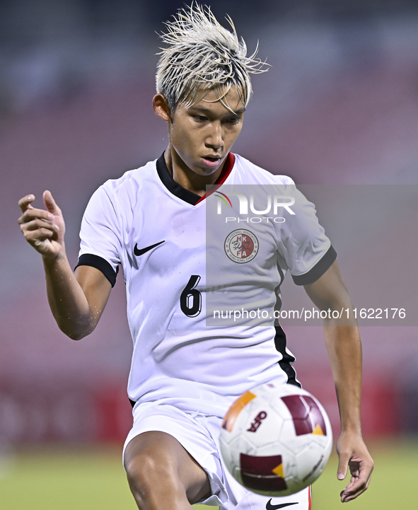 Yuen Chun Him of Hong Kong, China, plays during the 2025 AFC U20 Asian Cup Qualifiers Group J match between Singapore and Hong Kong, China,...