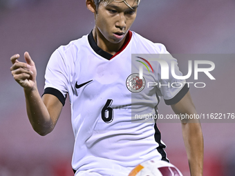 Yuen Chun Him of Hong Kong, China, plays during the 2025 AFC U20 Asian Cup Qualifiers Group J match between Singapore and Hong Kong, China,...