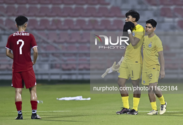 Players from Singapore express their dejection after the 2025 AFC U20 Asian Cup Qualifiers Group J match between Singapore and Hong Kong, Ch...