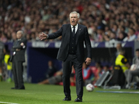 Carlo Ancelotti head coach of Real Madrid during the LaLiga match between Atletico de Madrid and Real Madrid CF  at Estadio Civitas Metropol...