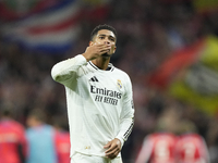 Jude Bellingham central midfield of Real Madrid and England greets after the LaLiga match between Atletico de Madrid and Real Madrid CF  at...