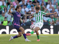 Ez Abde of Real Betis battles for the ball during the La Liga EA Sports match between Real Betis and RCD Espanyol at Benito Villamarin in Se...