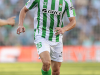 Sergi Altimira of Real Betis runs with the ball during the La Liga EA Sports match between Real Betis and RCD Espanyol at Benito Villamarin...