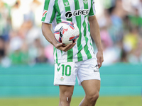 Ez Abde of Real Betis is in action during the La Liga EA Sports match between Real Betis and RCD Espanyol at Benito Villamarin in Seville, S...