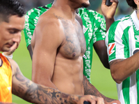 Natan Bernardo de Souza of Real Betis shows appreciation to fans during the La Liga EA Sports match between Real Betis and RCD Espanyol at B...