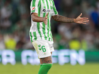 Natan Bernardo de Souza of Real Betis celebrates winning during the La Liga EA Sports match between Real Betis and RCD Espanyol at Benito Vi...