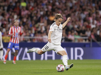 Luka Modric of Real Madrid is in action during the La Liga 2024/25 match between Atletico de Madrid and Real Madrid at Civitas Metropolitano...