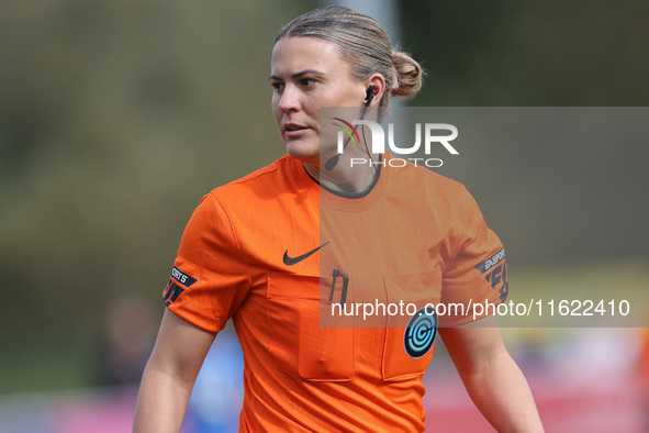 Match referee Lucy May (aka Lucy Oliver) during the FA Women's Championship match between Durham Women FC and Birmingham City at Maiden Cast...