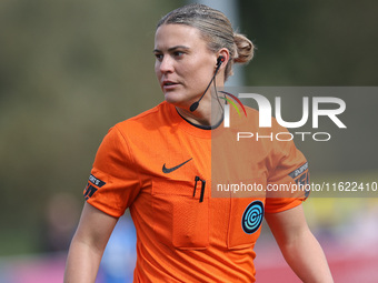 Match referee Lucy May (aka Lucy Oliver) during the FA Women's Championship match between Durham Women FC and Birmingham City at Maiden Cast...