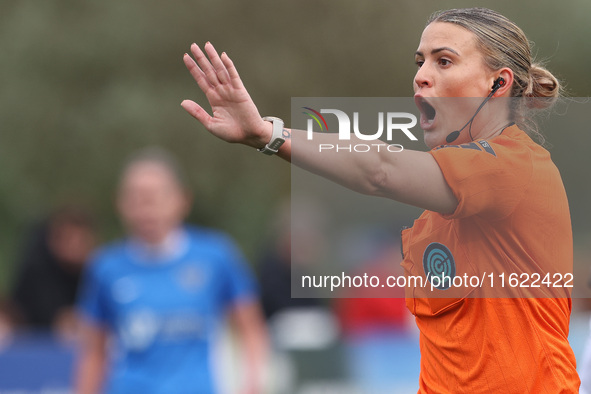 Match referee Lucy May (aka Lucy Oliver) during the FA Women's Championship match between Durham Women FC and Birmingham City at Maiden Cast...