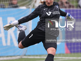 Tatiana Saunders of Durham Women during the FA Women's Championship match between Durham Women FC and Birmingham City at Maiden Castle in Du...