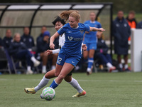 Lily Crosthwaite of Durham Women battles for possession with Geum-Min Lee of Birmingham City Women during the FA Women's Championship match...