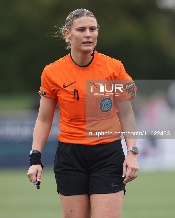 Match referee Lucy May (aka Lucy Oliver) during the FA Women's Championship match between Durham Women FC and Birmingham City at Maiden Cast...