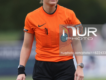 Match referee Lucy May (aka Lucy Oliver) during the FA Women's Championship match between Durham Women FC and Birmingham City at Maiden Cast...