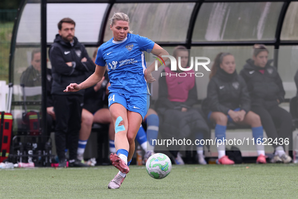 Becky Salicki of Durham Women during the FA Women's Championship match between Durham Women FC and Birmingham City at Maiden Castle in Durha...