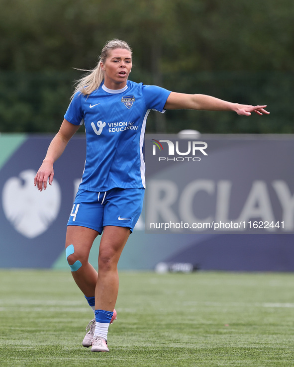 Becky Salicki of Durham Women during the FA Women's Championship match between Durham Women FC and Birmingham City at Maiden Castle in Durha...