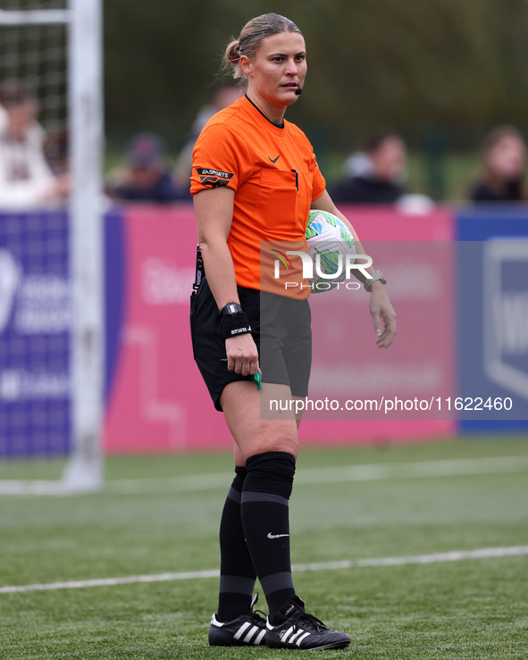 Match referee Lucy May (aka Lucy Oliver) during the FA Women's Championship match between Durham Women FC and Birmingham City at Maiden Cast...