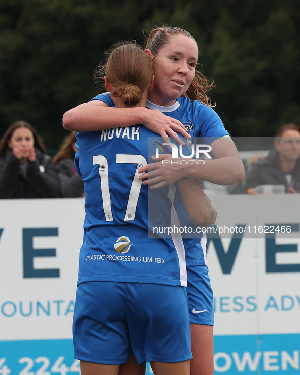 Kaila Novak of Durham Women celebrates after the final whistle of the FA Women's Championship match between Durham Women FC and Birmingham C...