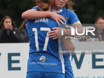 Kaila Novak of Durham Women celebrates after the final whistle of the FA Women's Championship match between Durham Women FC and Birmingham C...