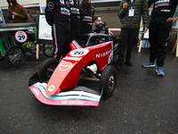 Soapbox cars and teams take part in the Red Bull Balineras race, a soapbox race that returns after 12 years, in Bogota, Colombia, on Septemb...