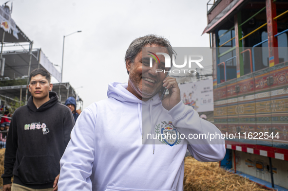 Colombian former Formula 1 driver and Nascar racer Juan Pablo Montoya participates in the Red Bull Balineras race, a soapbox race that retur...