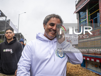 Colombian former Formula 1 driver and Nascar racer Juan Pablo Montoya participates in the Red Bull Balineras race, a soapbox race that retur...