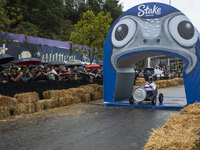 Soapbox cars and teams take part in the Red Bull Balineras race, a soapbox race that returns after 12 years, in Bogota, Colombia, on Septemb...