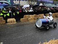 Soapbox cars and teams take part in the Red Bull Balineras race, a soapbox race that returns after 12 years, in Bogota, Colombia, on Septemb...