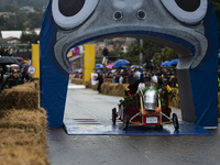 Soapbox cars and teams take part in the Red Bull Balineras race, a soapbox race that returns after 12 years, in Bogota, Colombia, on Septemb...