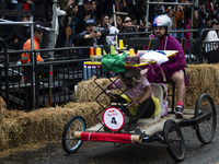 Soapbox cars and teams take part in the Red Bull Balineras race, a soapbox race that returns after 12 years, in Bogota, Colombia, on Septemb...