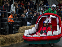 Soapbox cars and teams take part in the Red Bull Balineras race, a soapbox race that returns after 12 years, in Bogota, Colombia, on Septemb...