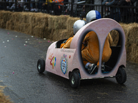 Soapbox cars and teams take part in the Red Bull Balineras race, a soapbox race that returns after 12 years, in Bogota, Colombia, on Septemb...