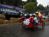 Soapbox cars and teams take part in the Red Bull Balineras race, a soapbox race that returns after 12 years, in Bogota, Colombia, on Septemb...