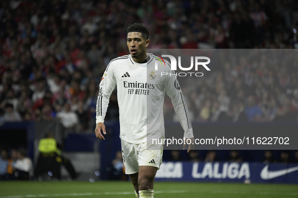 Real Madrid's midfielder Jude Bellingham during the match between Atletico de Madrid and Real Madrid at Estadio Civitas Metropolitano in Mad...